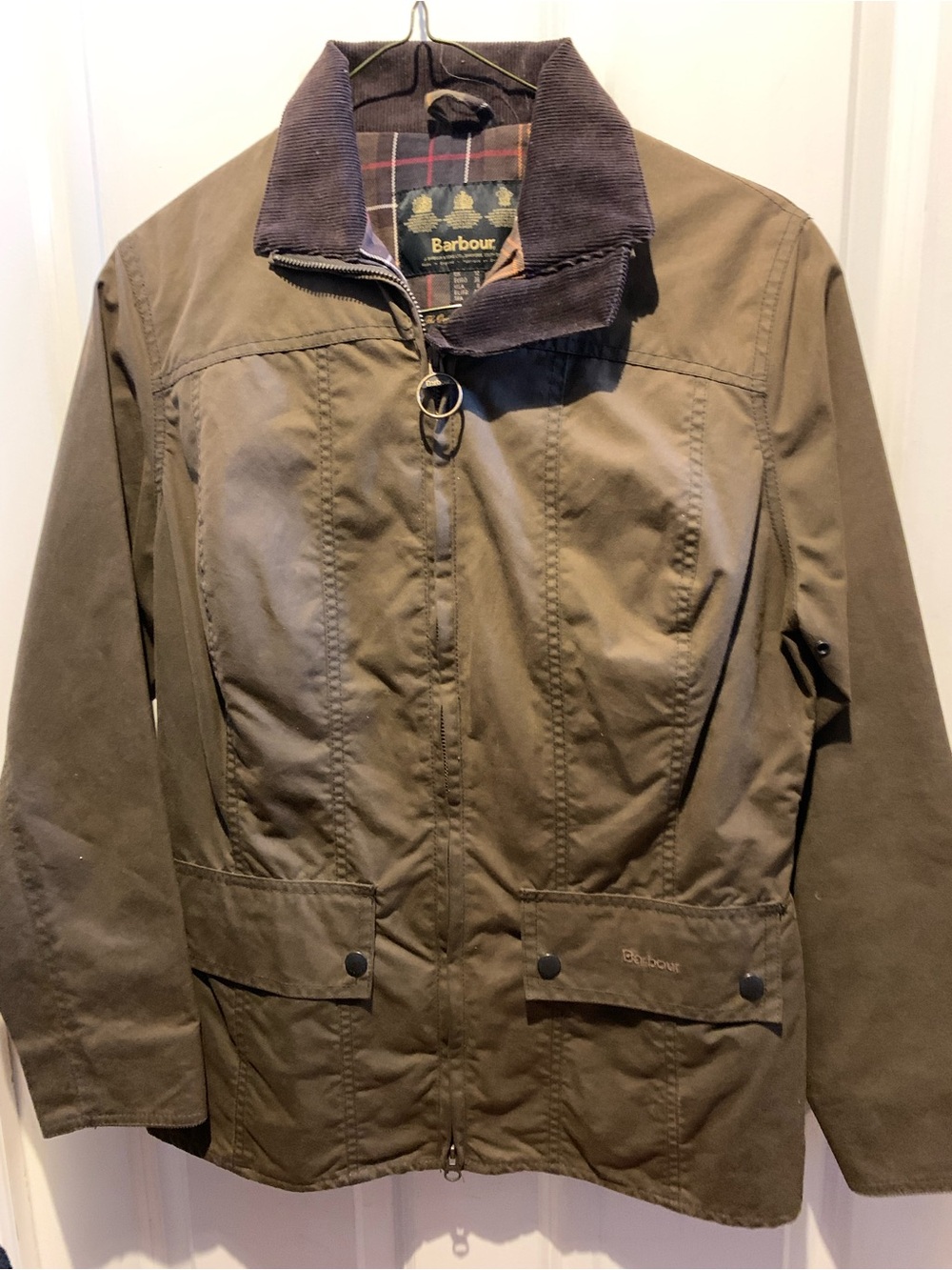 Barbour Olive Brown Waxed Jacket - Women’s Excellent Condition USA 8